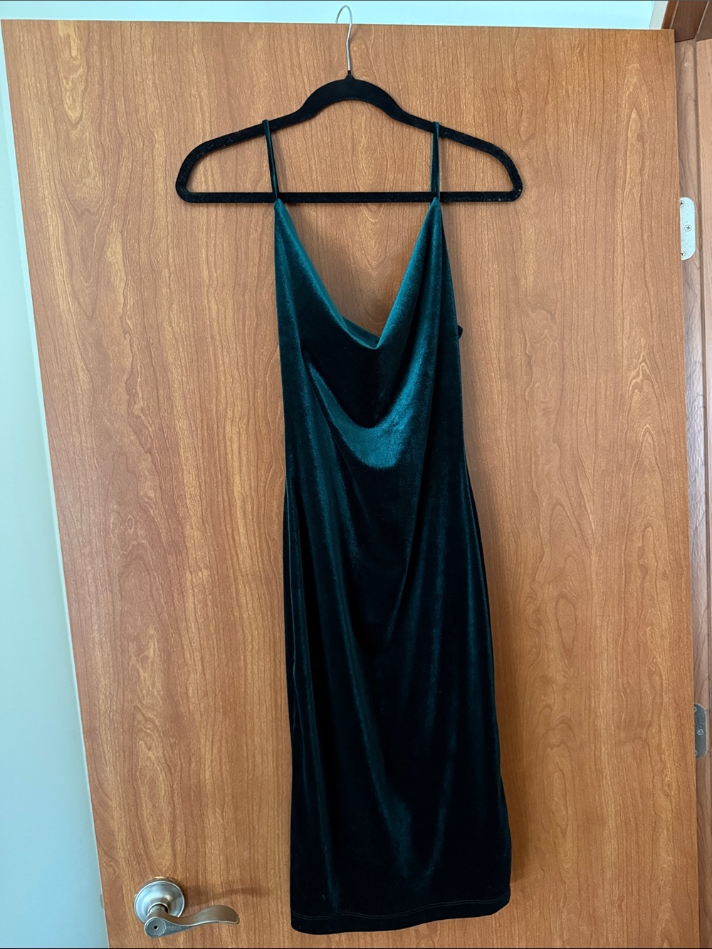 Lulu's Teal Velvet Slip Dress